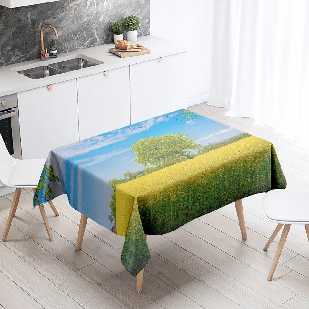 Yellow Floral Tablecloth Party Restaurant Banquet Decor Stain Resistant Waterproof  Home Table Decoration