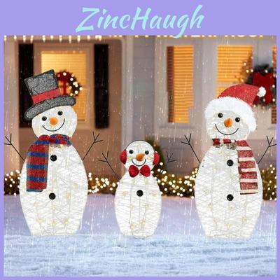 Christmas Inserted Snowman Led Light Decorations With Button Warm Lights For Garden Party And Lawn Decor
