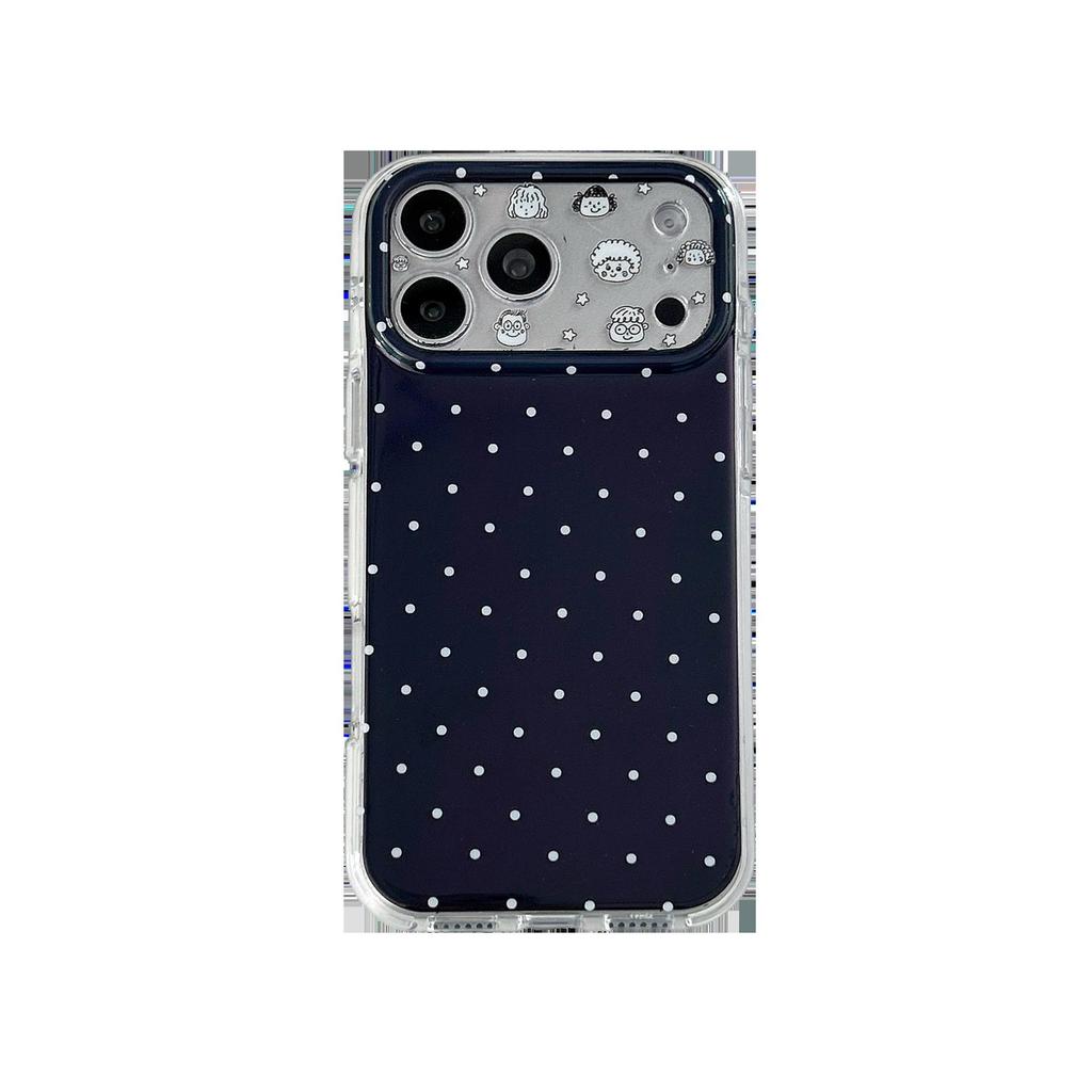 Black Polka Dot Cartoon Phone Case for iPhone 16/17 Pro Max - Precise Hole, Full Coverage IMD