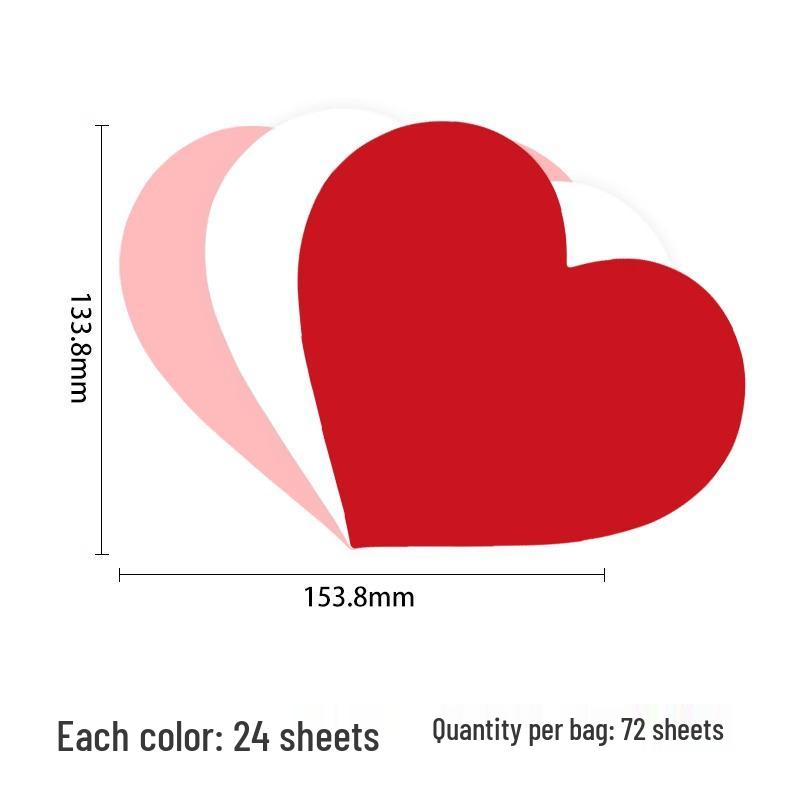Heart-Shaped Wedding Gift & Blessing Sticky Notes - Red Peach