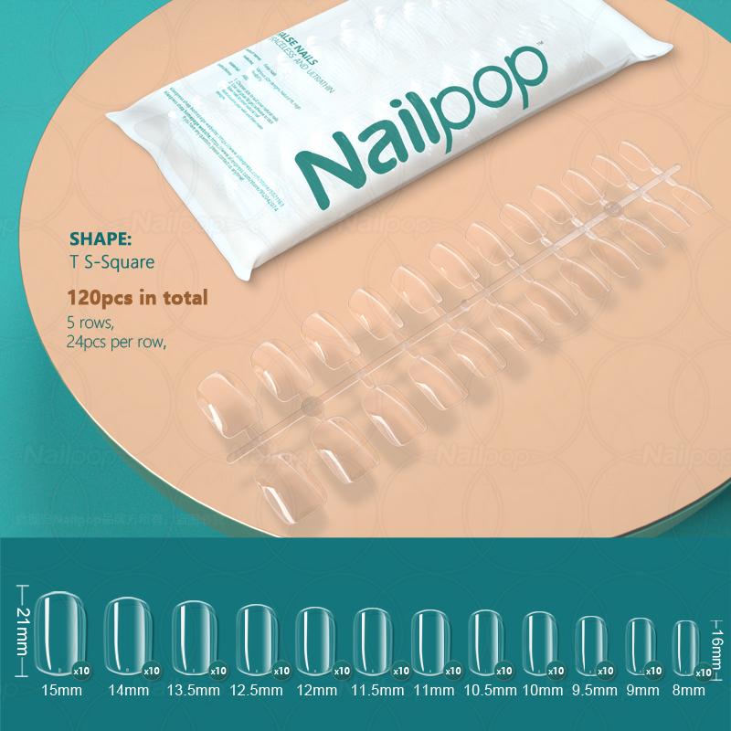 Nailpop Transparent Fake Nail Acrylic Tips Press On Nails Coffin Traceless and Ultrathin False Nails Accessories Tools 120pcs