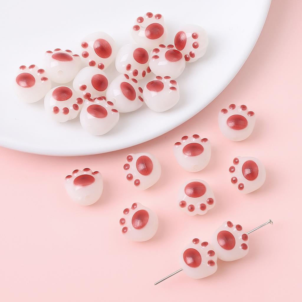 Handmade Beads Acrylic Charcoal Baked Cute Kitten Claws Diy Bracelet Necklace Jewelry Accessories Cell Phone Chain Beading Materials Loose Beads