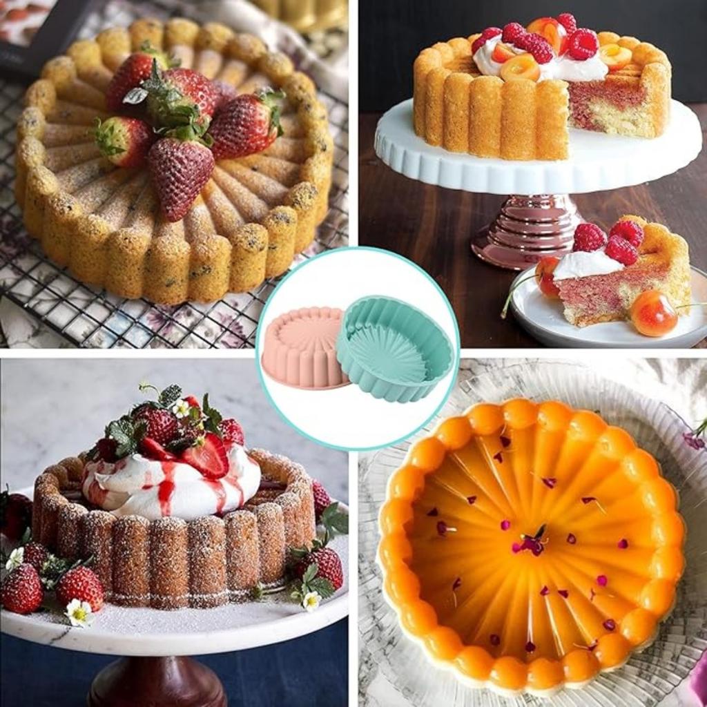 Silikon Charlotte Kuchenform, 8 Zoll Runde Kuchenform, Antihaft-Kuchenformen für Käsekuchen, Schokoladenkuchen, Regenbogenkuchen, Erdbeerkuchen
