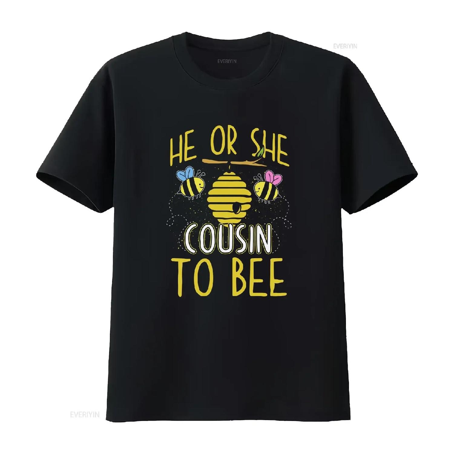 He Or She Cousin To Bee Be T Shirt Themed Party Baby Shower AnnouncemenT Gender Reveal vintage Washed fashion designer clothes S