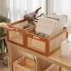 Retro Solid Wood Storage Box Desktop Rattan Basket Book Snacks Fruit Cosmetics Organizer Boxes Home Bathroom Kitchen Basket