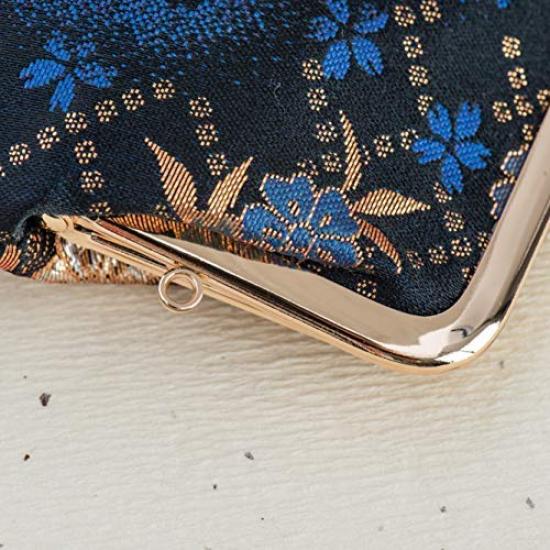 Kyoto Geibido Clasp Handcrafted by Japanese Made in Japan and Nishijin-ori 3.3-inch Wallet, Artisans, Pattern, (Black Gold)