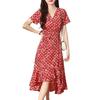 Red Dress New Spring and Summer Women's Clothing Large Size Temperament Korean Version Middle-aged Mother Floral Long Skirt