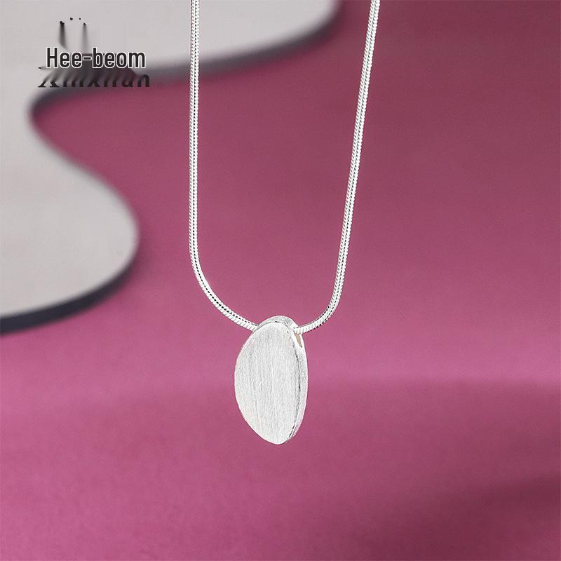 

S925 Sterling Silver Brushed Oval Snake Bone Necklace for Women - Simple, Irregular, Fashionable Sweater Chain 925 Silver