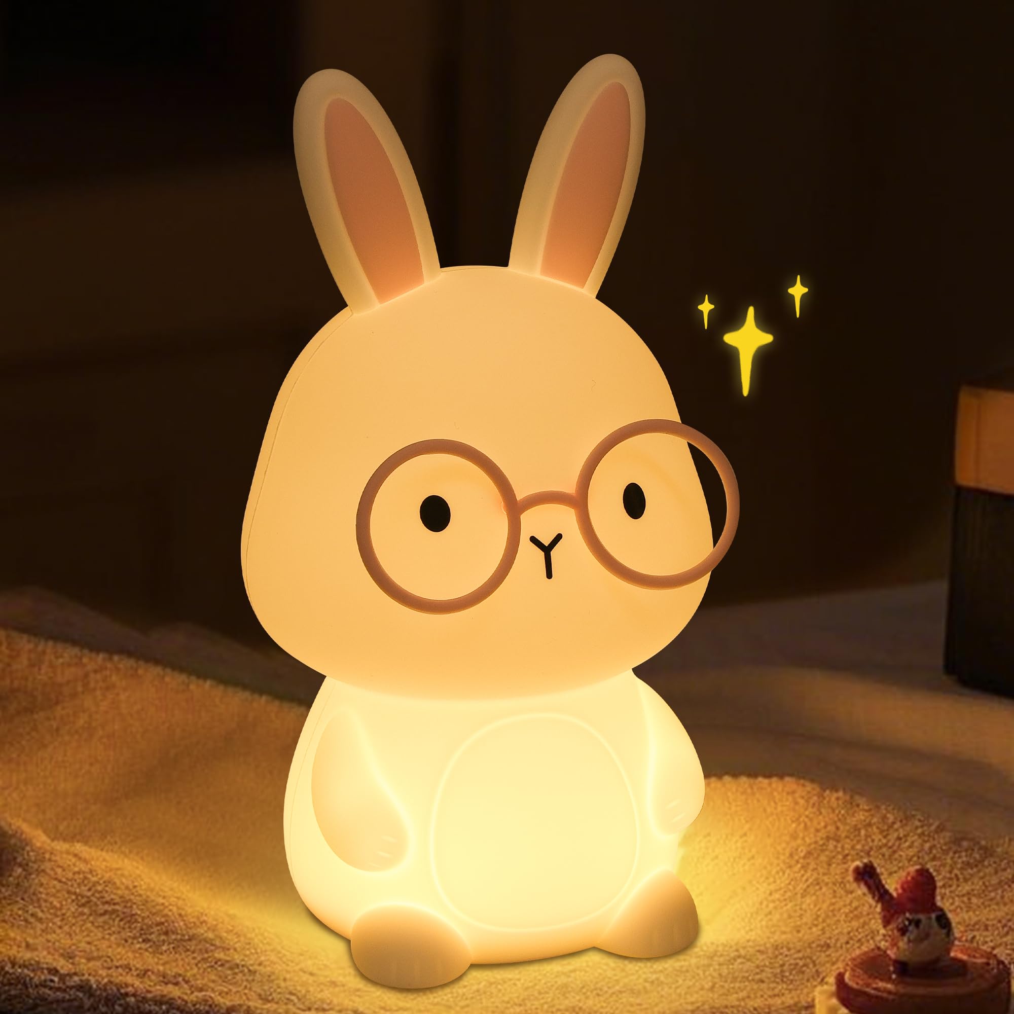 

Attivolife Rechargeable & Dimmable Rabbit Light Silicone Lamp with 7 Color Changes and Timer Function, Stylish Night Light for Nursery, Bedroom,