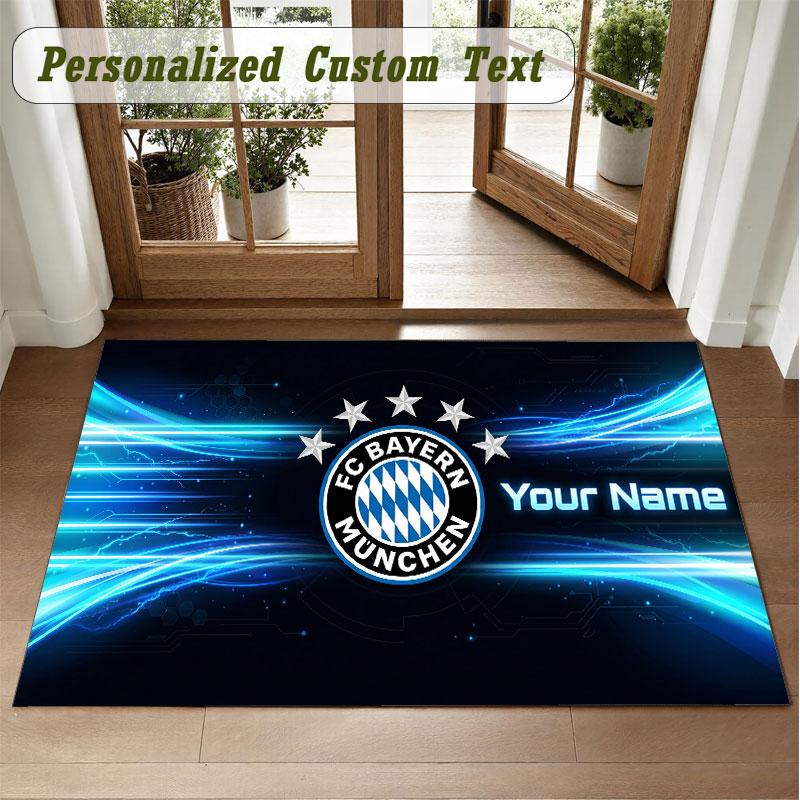 Crystal Velvet Square Rug Custom NameBayern Munich Pattern Non Slip Home Floor Decor Rug