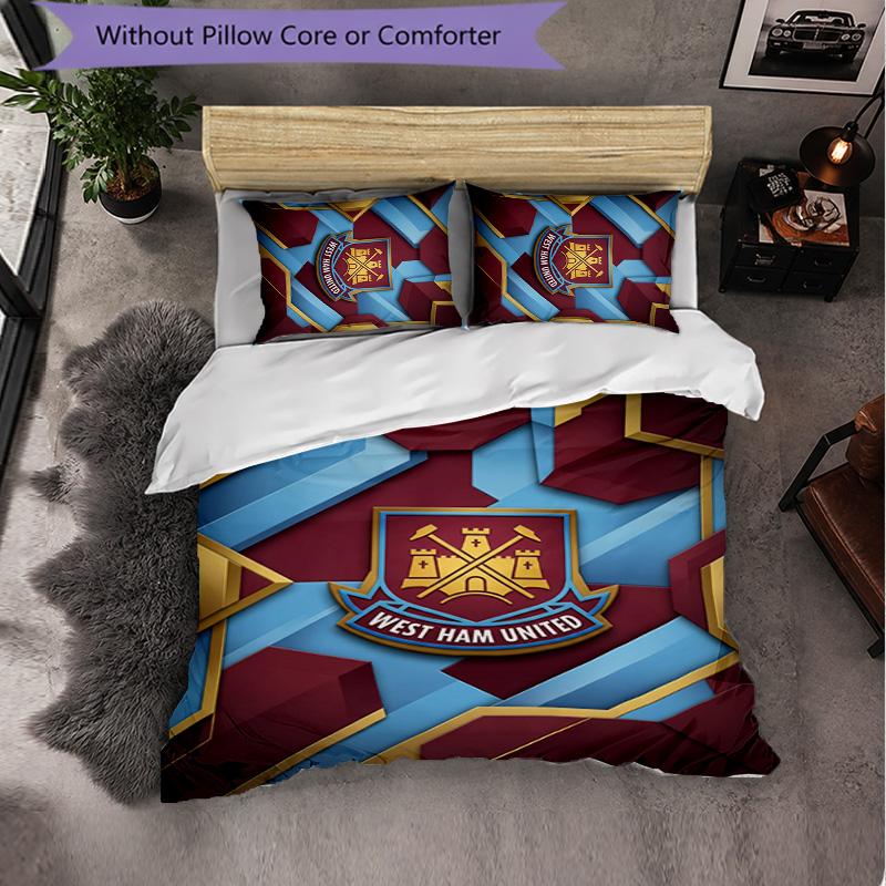 West Ham United Calcio Set Biancheria da Letto 3 Pezzi Morbido Set Copripiumino con Federe Set Decorazione Camera da Letto per la Casa