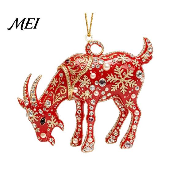 Holiday Tree Ornaments 2D Acrylic Goat Christmas Ornament, Zodiac Hanging Pendant with Gold String, Year Festive Pendants of The Ornament 2027,