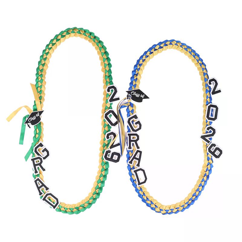 Graduation Leis Class Of 2026 Grad Handmade Ribbon Lei Ribbon Necklace With Grad Letters