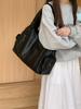 Large Capacity Women's Casual Tote Handbags Retro Design Ladies Shoulder Bag Solid Color PU Female Crossbody Bag Zipper Pocket