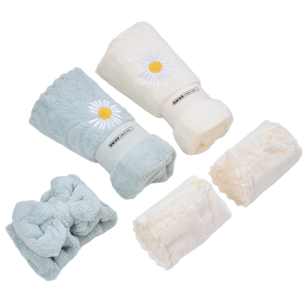 Bath Sheets Daisy Pattern Coral Velvet Blue White Soft Fluffy Highly Absorbent Durable Bath Towels