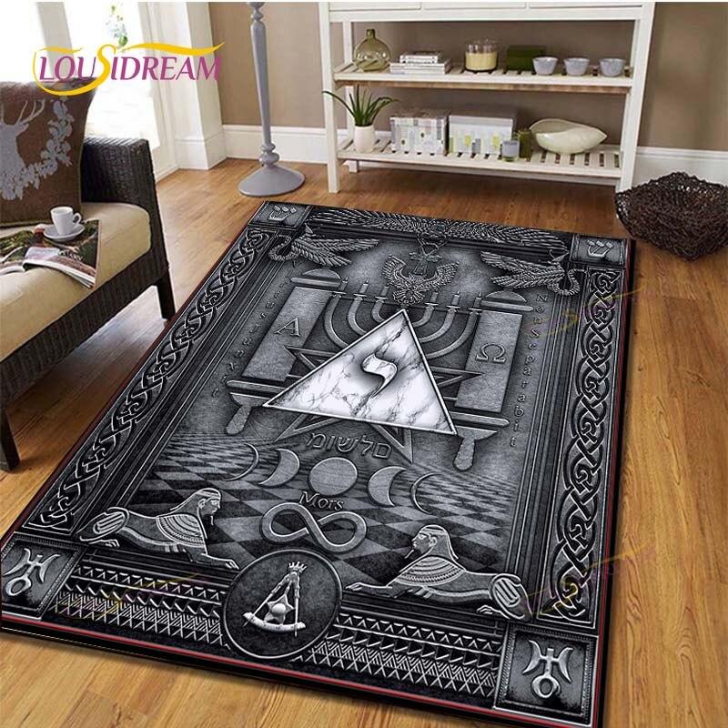 Masonic Carpet Freemason Illuminati Ring Floor Mat Living Room Carpet Indoor Area Soft Flannel Play Mat Area Rug Kawaii Rug