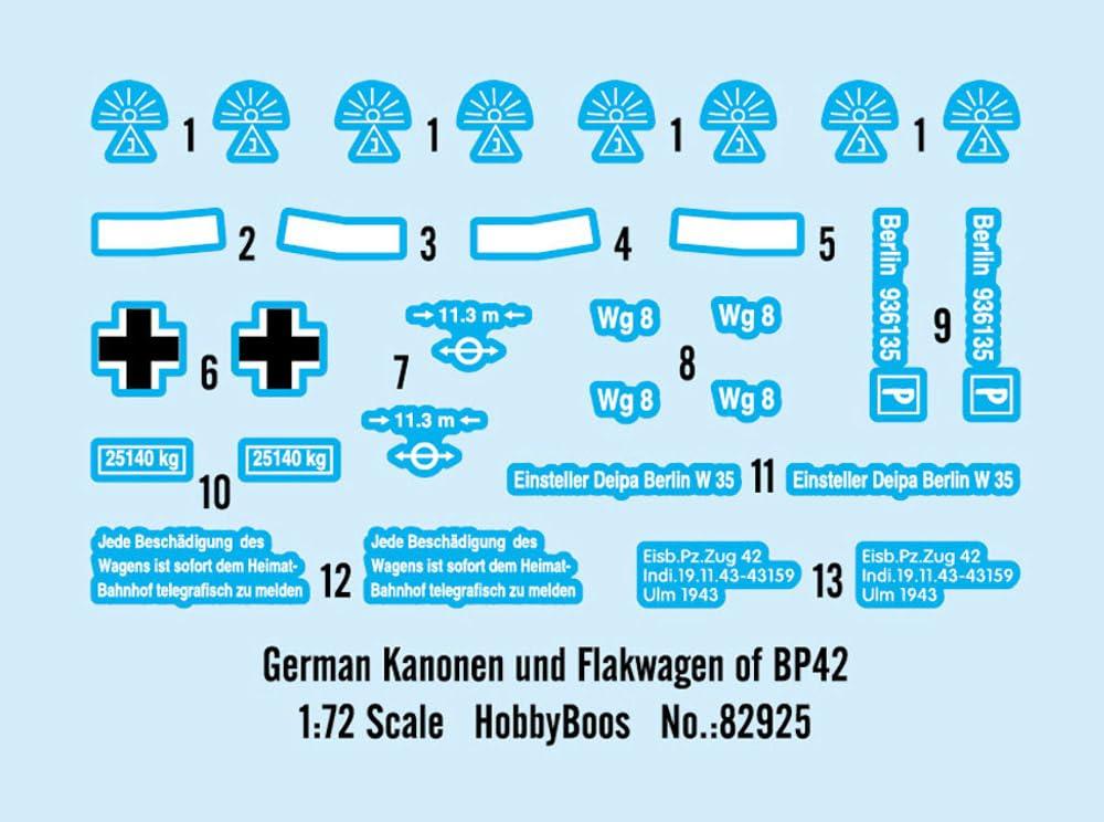 Hobby Boss Fighting Vehicle Series German Army Armored Train Gun Carriage Plastic Model Kit 82925 1/72 BP-42/Anti-Aircraft