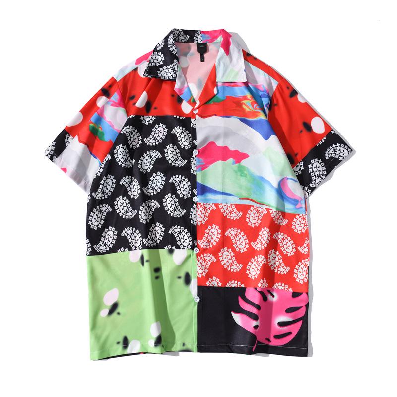 2025 Trendy Loose Japanese-Style Hawaiian Men's Retro Floral Shirt - Short-Sleeved, Handsome, and Seaside Ready