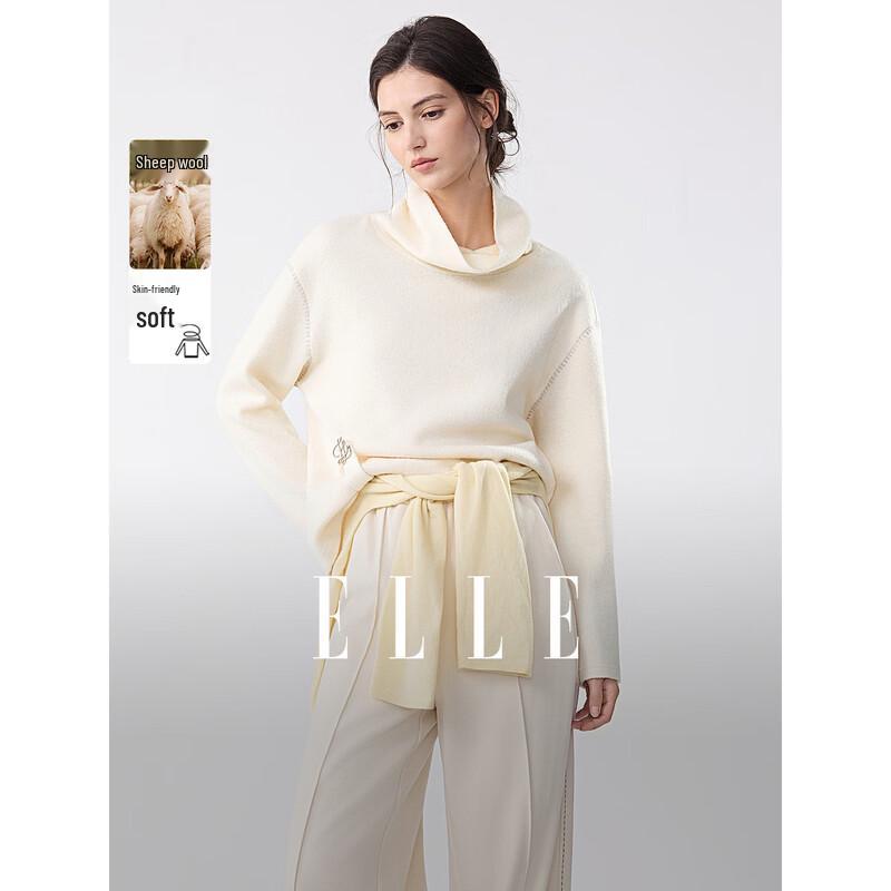 ELLE Women s Loose Fit Merino Blend High-Neck Sweatshirt S