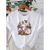European Size Plus Size - Women'S Casual Short Sleeve T-Shirt | Fresh Academy Style, Loose Fit, Butterfly and Flower Bike Print,Crew Neck
