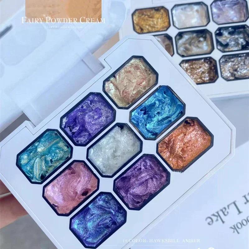 9 Grid Nail Solid Pigment Nail Art Decor Watercolor Manicure Metallic Paint Draw Chrome Glitter Powder Flowers Nails Fairy Power
