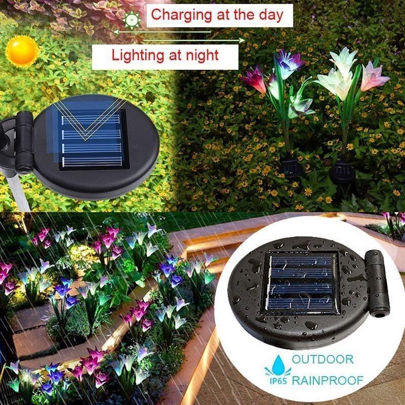 1Pc  Solar Lily Ground Mounted Lamp Best Choice for Solar Flowers Outdoor Waterproof Utdoor Solar Lights Garden Lights