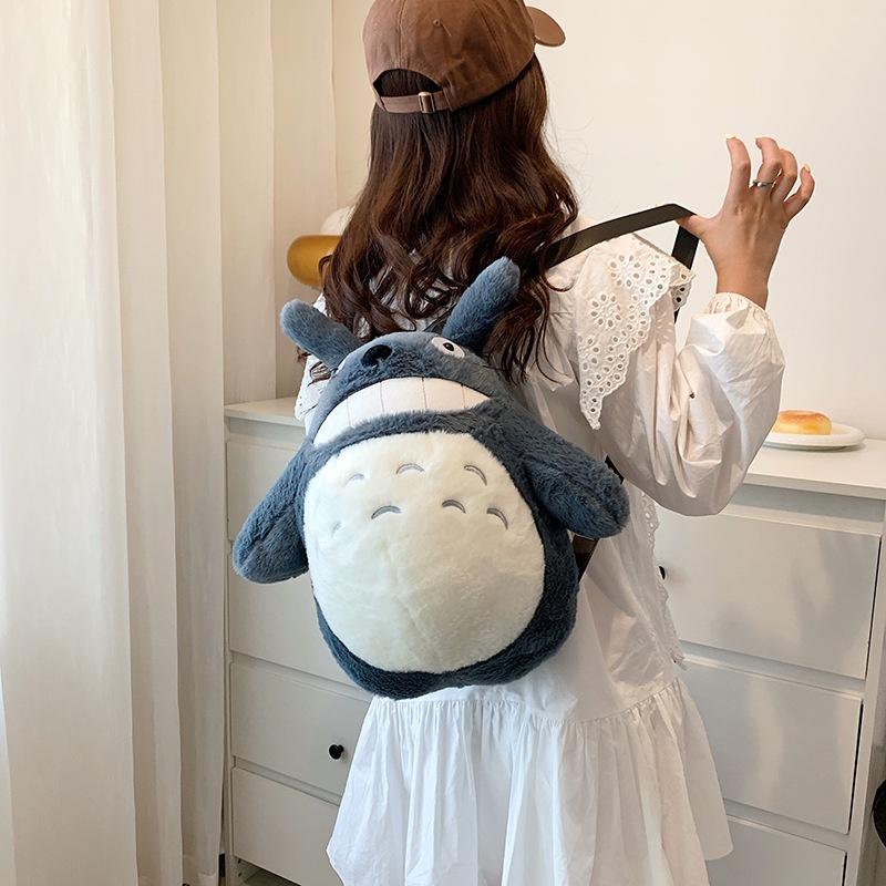 Cute Plush Cartoon Backpack For Girls, Large Size With Lovely Double-shoulder Dragon Cat Design