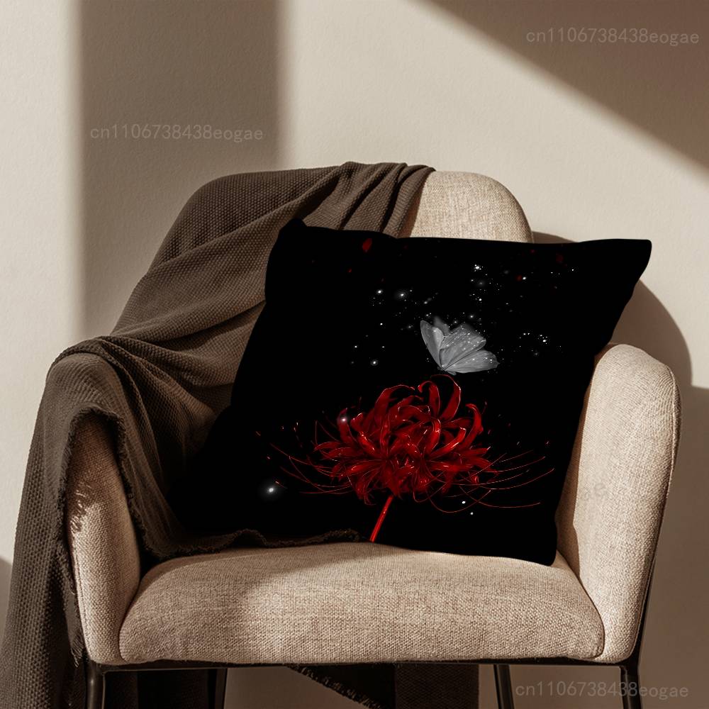 Red Spider Lily Throw Pillow Case For 45x45cm,55x55cm,30x30cm For Home Bedroom Decoration And Protector