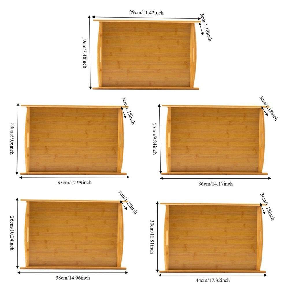 Durable Large Serving Tray with Handle Bamboo Tea Tray Household Rectangular Breakfast Tray for Home Living Room