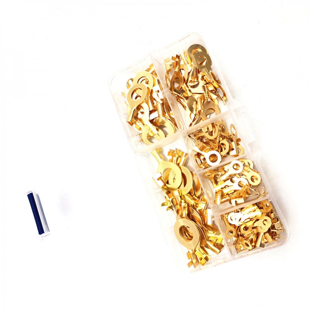 150 Pcs Brass Crimp Terminal Ring Type Cable 3.2-10.2Mm Wire Cable Connectors