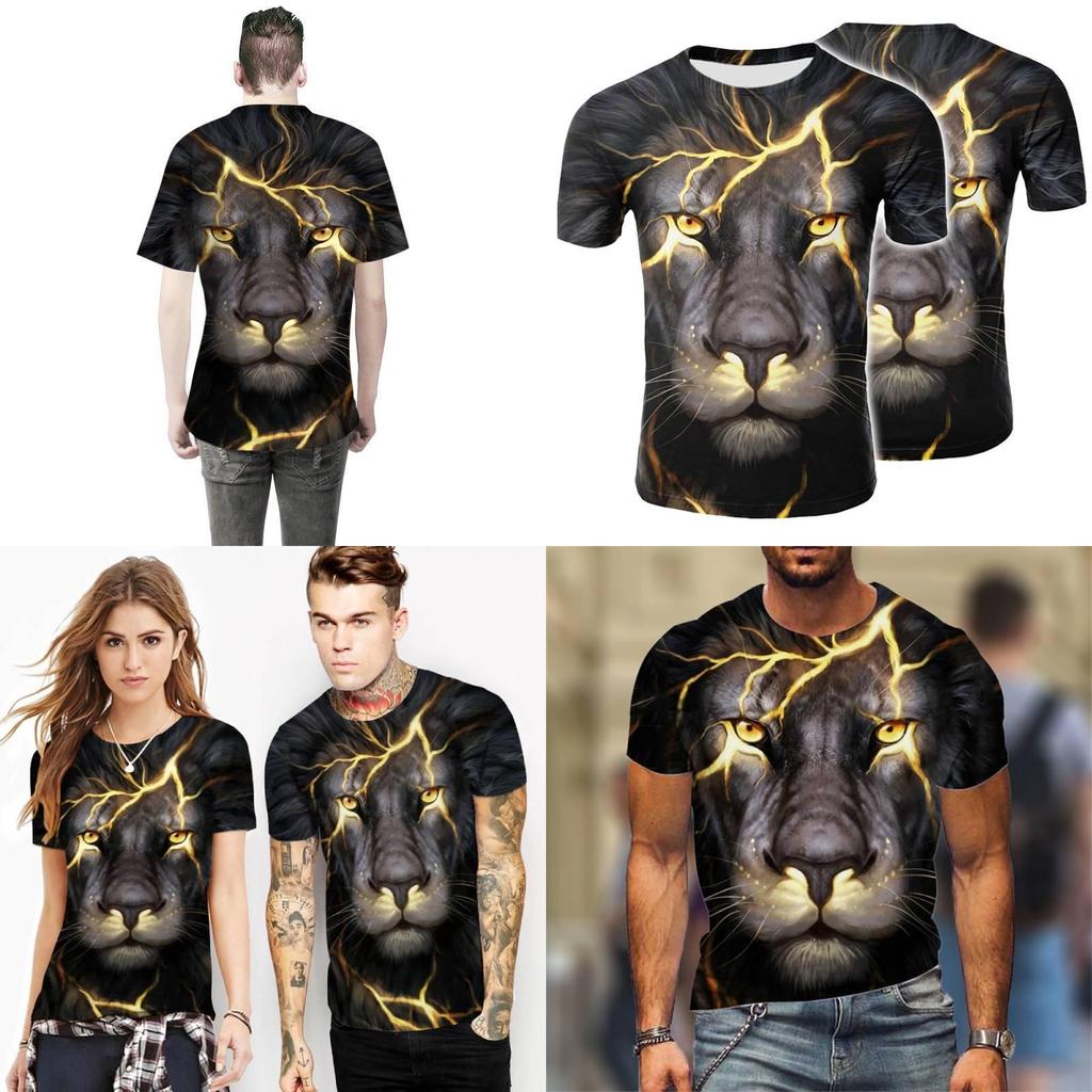 Trendy 3d Printed Lion And Tiger Men's T-shirt Comfortable Loose Fit Summer Wear