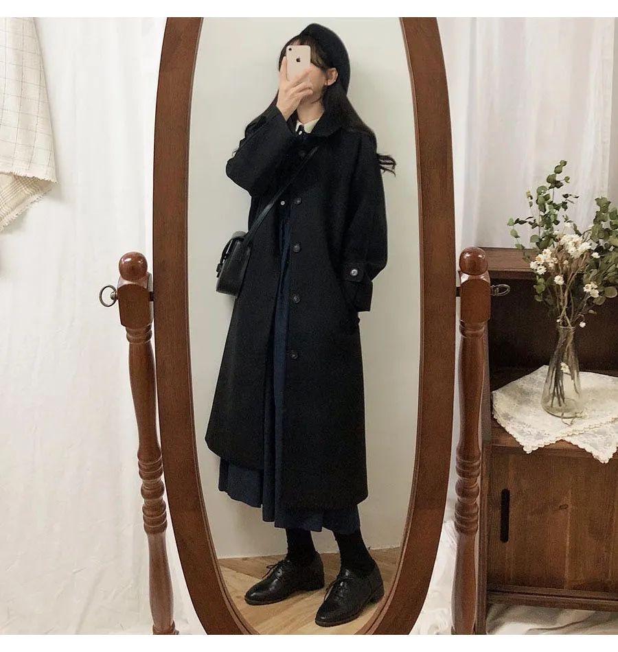 Women's Mid-Length Maoni Coat: 2025 Winter Korean Style, Thickened Slimming Over-the-Knee Woolen Coat