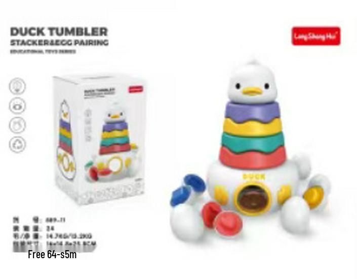 EN71 Certified Cute Duck Roly-Poly Stacking Toy for Early Education and Parent-Child Interaction