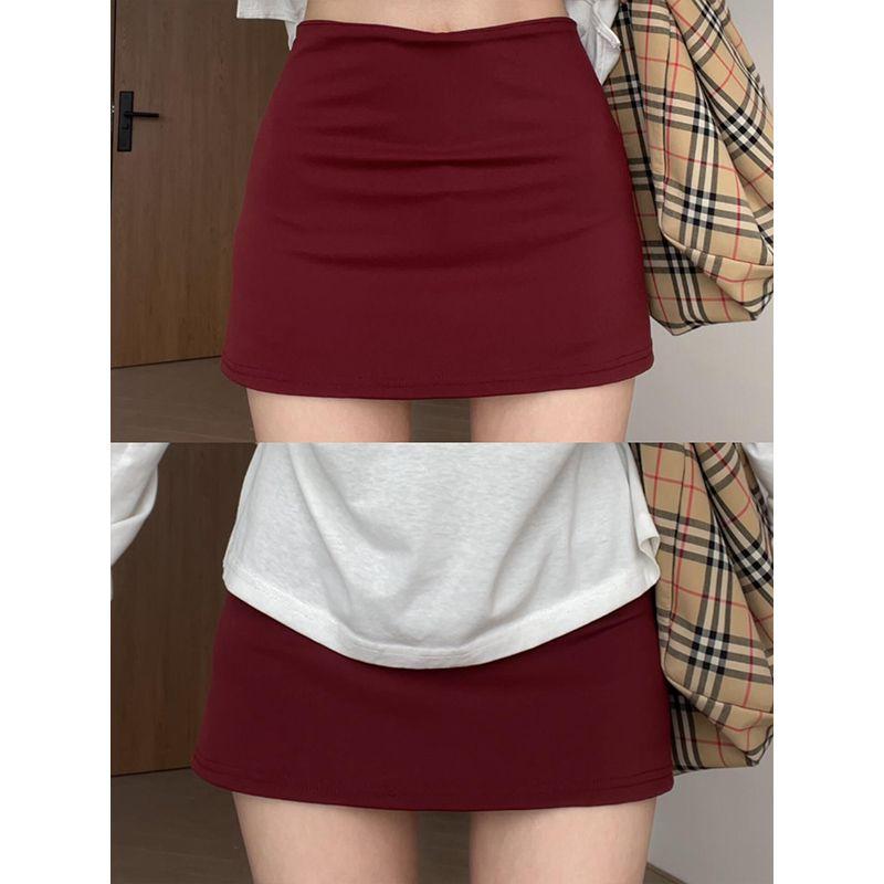 

Yoga Culottes Women Summer 2025 Anti-exposure American Slimming Versatile A Word Stretch Sheath Sports Short dress Red M