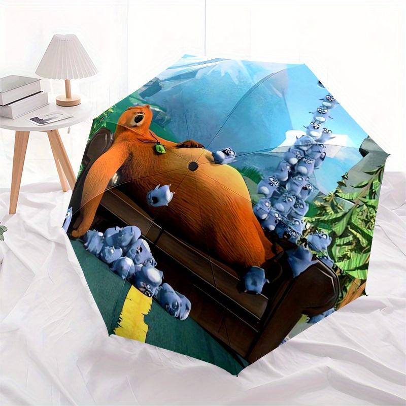1 Stück Hochwertiger Regenschirm mit Bären- und Eichhörnchen-Thema, Automatisches Öffnen und Schließen, Multifunktionaler Regenschirm G0811280