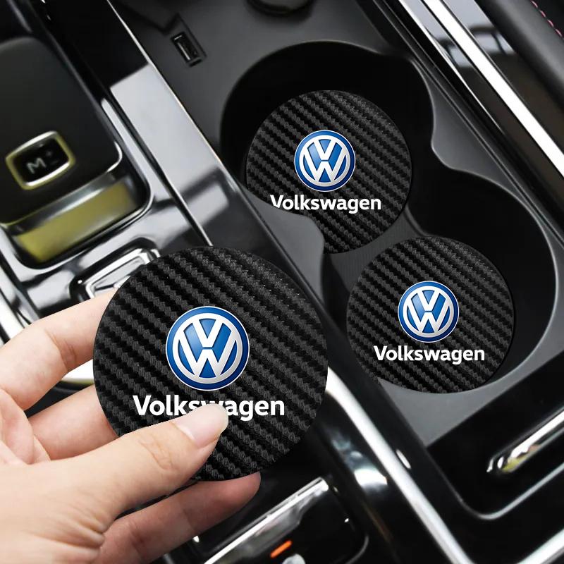 Για VW Volkswagen Jetta MK5 Golf 2 Τεμάχια Βάση Ποτηριού Αυτοκινήτου από Ανθρακονήματα Αντιολισθητικό Πατάκι Εσωτερικό Αυτοκινήτου Για Volkswagen VW RLine