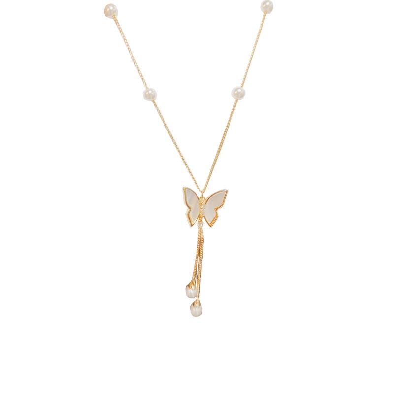 Women s Fashion Light Luxury Butterfly Tassel Necklace золотой