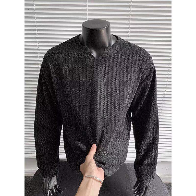 Unisex Herringbone Henley Hoodie: Autumn Houndstooth Long Sleeve Layer M