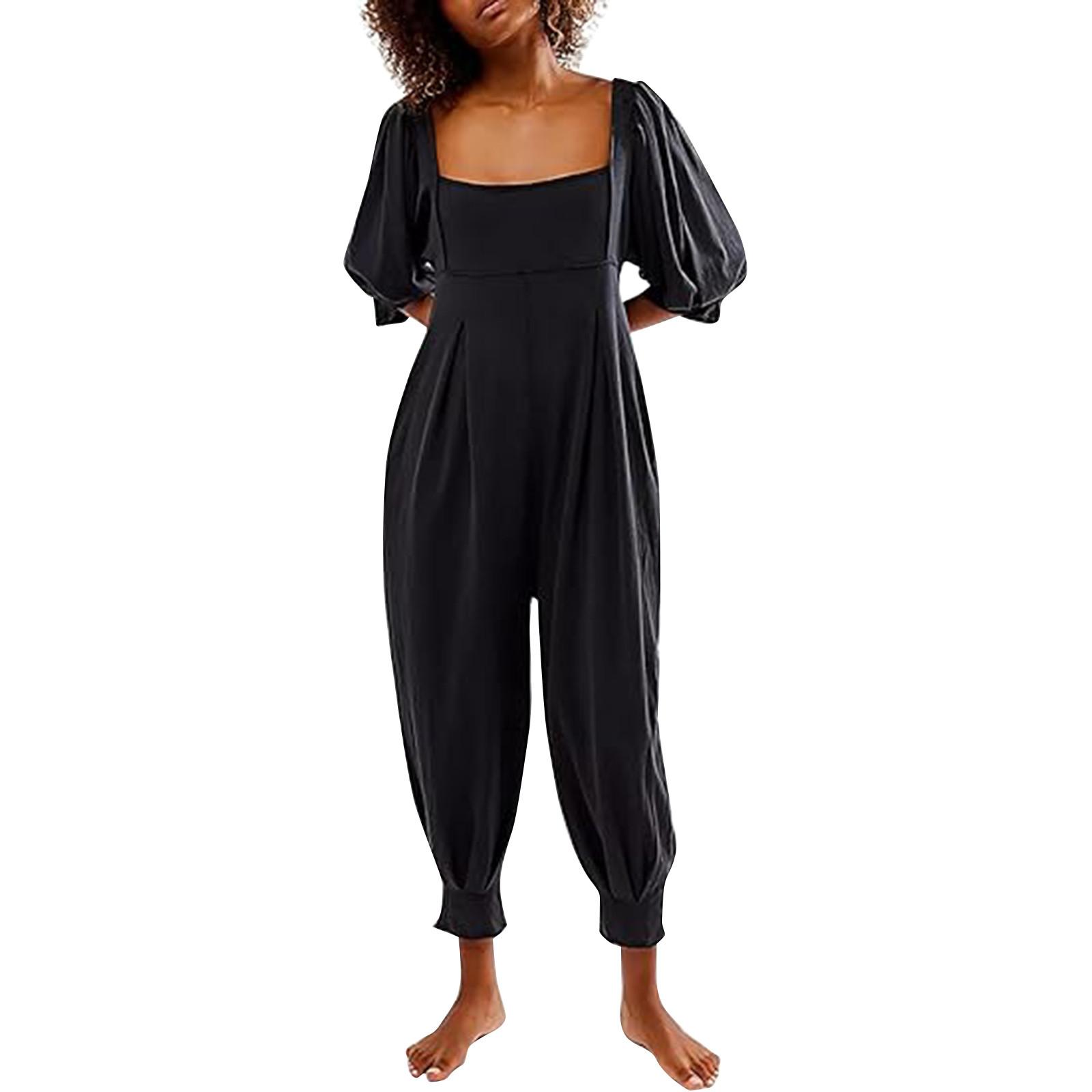 

Women S Loose Jumpsuit Square Neck Jumpsuit, Loose Overalls Women S Jumpsuit