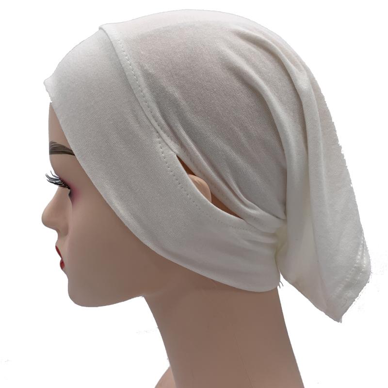 

Jersey Cotton Muslim Women Under Hijab Cap With Ear Hole Inner Hijab Cap Round Forehead Underscarf Bonnet Femme Musulman білий
