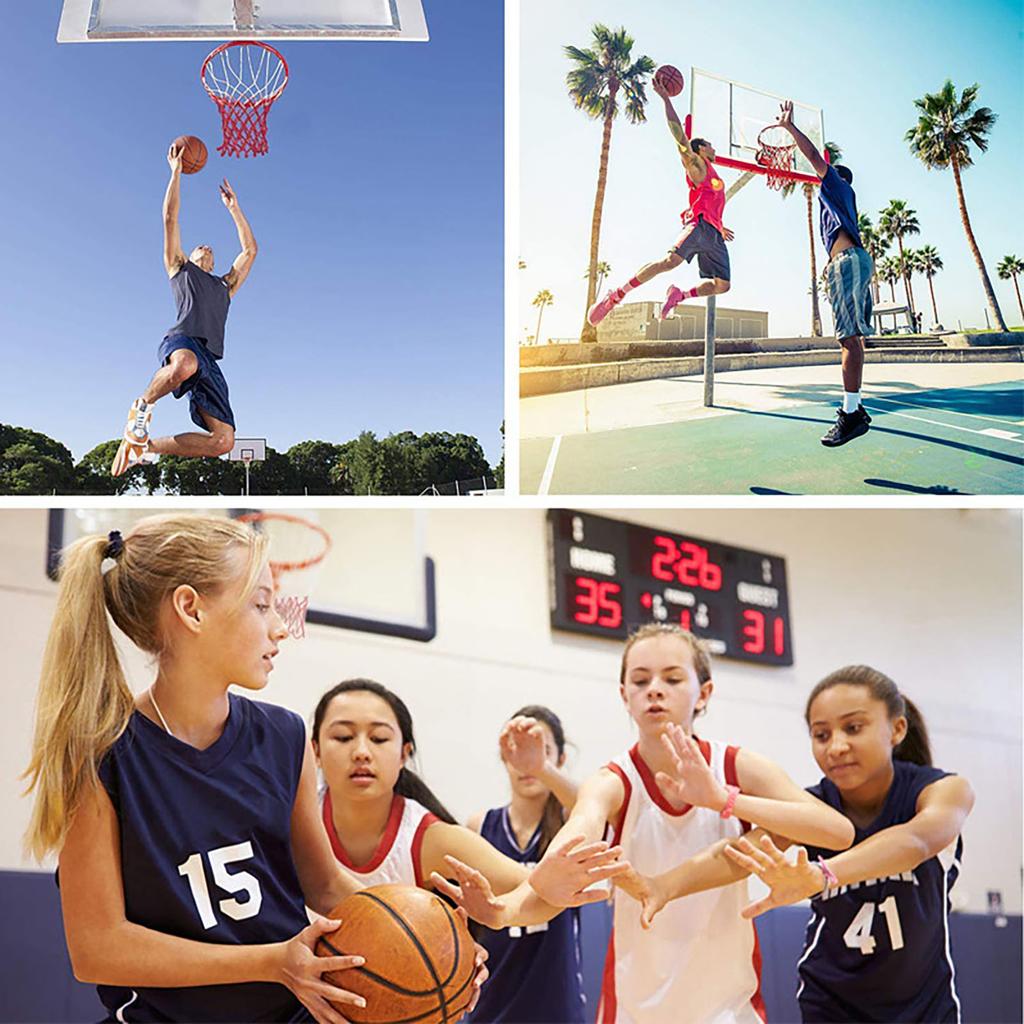 2 Pcs Basketball Net Replacement Heavy Duty 12 Loops Rainproof Sunscreen for All Weather White Red