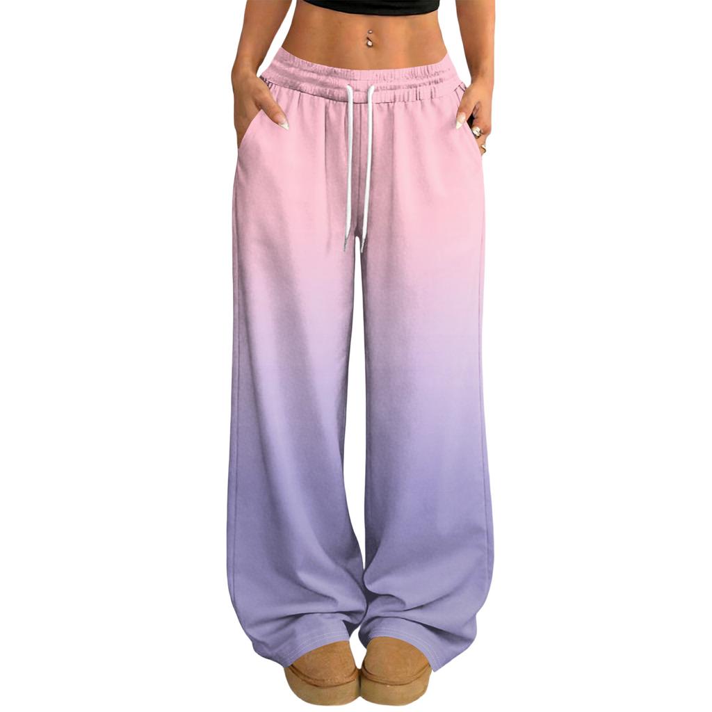 Damen Lässige und Modische Bedruckte Elastische Taille Weite Hose