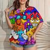 Funny Graffiti Printed 3D Printed Women's Trendy Round Neck Short Sleeved T-shirt