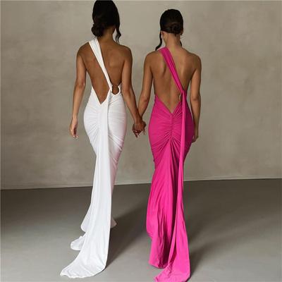European and American Style Summer Women's Sexy Backless Hanging Neck and Buttocks Wrapped Slim Fitting Evening Dress Dress