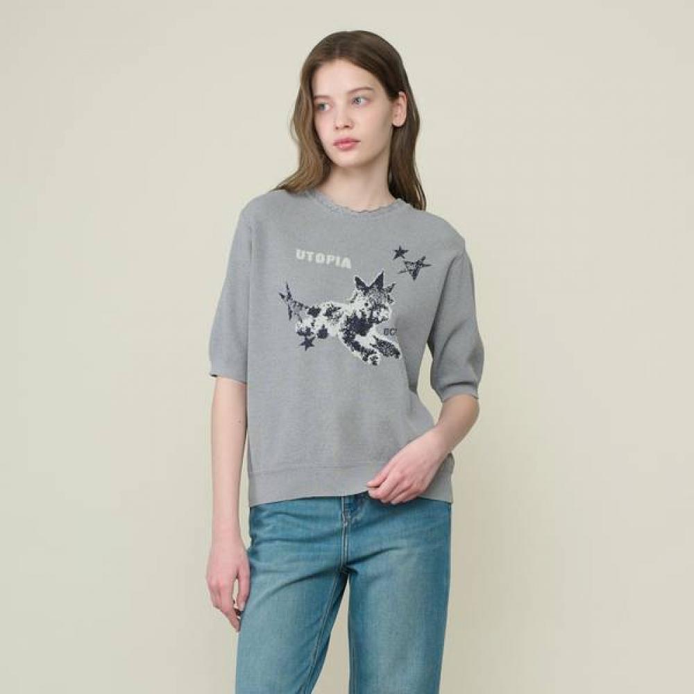 Bcbg Pony Embroidery Half Sleeve Knit B6m3k405