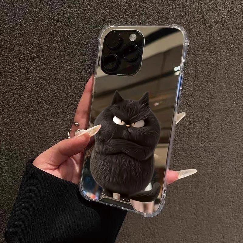 Funny Cool Cat Mirror Soft Phone Case For Samsung Galaxy S25 S24 S23 S22 S21 Ultra Plus FE A06 A13 A14 A23 A36 A52 A55 A56 Cover
