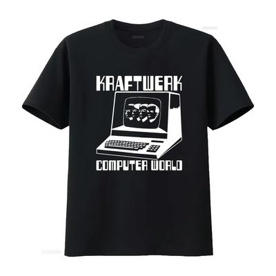 Kraftwerk Computer World Retro Style T Shirt Vintage Washed Casual Stretched Top For Everyday Wear Graphic Stylish Soft Homme
