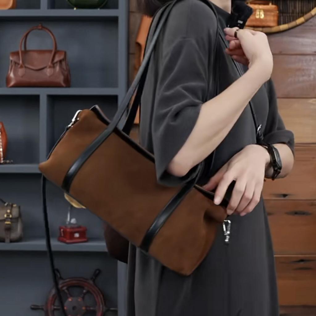 Vintage Suede Bag Women'S Commuter Versatile Shoulder Underarm Bag Pillow Bag Diagonal Span Bag