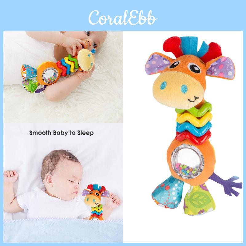 Mummabubba Soft Plush Giraffe Rattle Bell Teether Toy For Babies