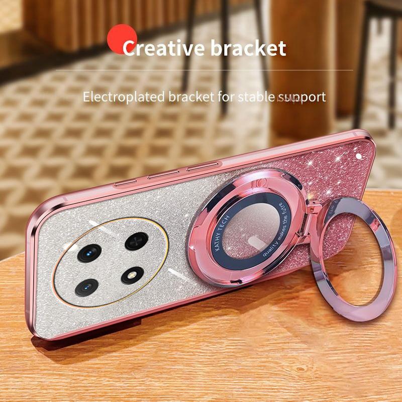 Luxury Plating For Honor Magic 7 Lite Pro 5G X9C Magnetic Stand Holder Glitter Case For Honor X9C Magic Pro Lite 7 5g Soft Cover
